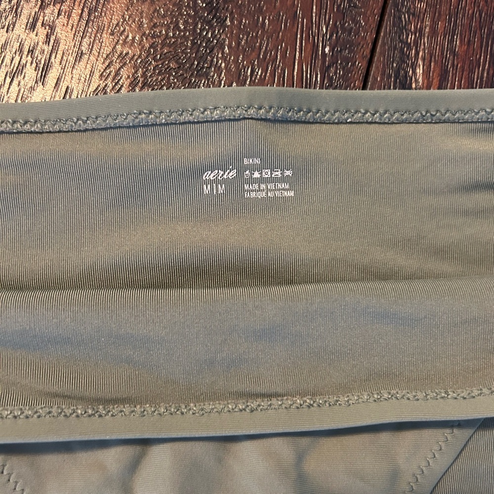 Aerie Wide Strap Scoop Top with Full Coverage Bottoms- Olive Green Bikini - Picture 8 of 12